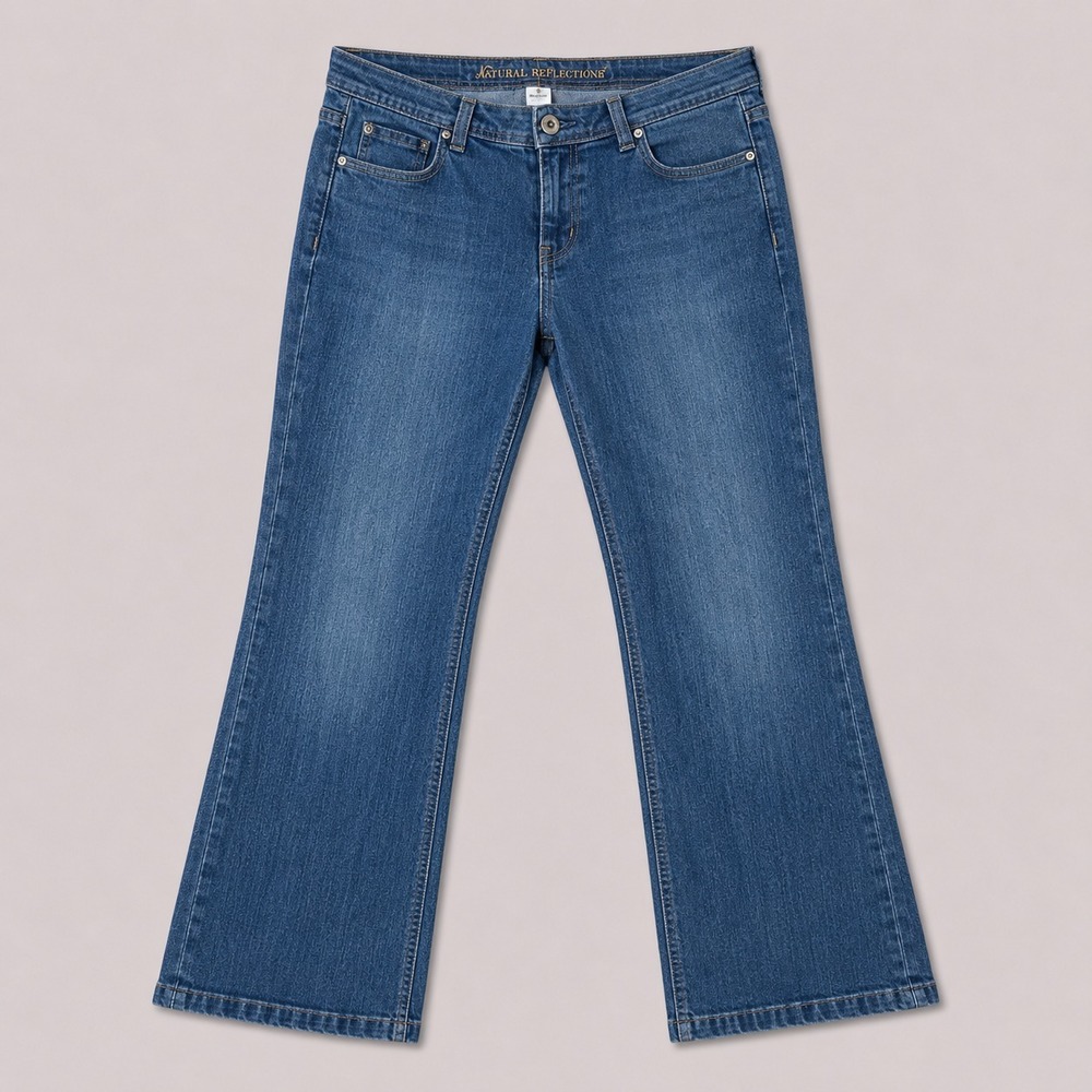 Natural Reflections Womens 14P Blue Bootcut Stretch Jeans Petite Mid Rise Denim
